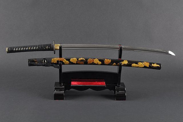 FULLY HAND FORGED BLACK FULL TANG CRANE JAPANESE SAMURAI KATANA SWORD
