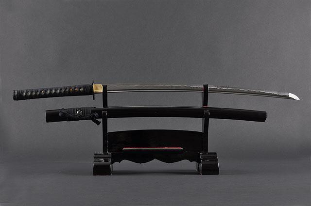 FULLY HANDMADE CRANE BLACK JAPANESE SAMURAI KATANA SWORD - buyblade