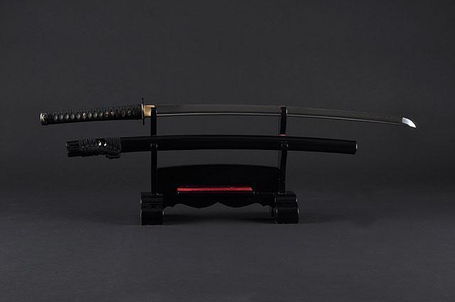 FULLY HAND FORGED CLAY TEMPER PRACTICAL BLACK PAWPAW KATANA SWORD - buyblade