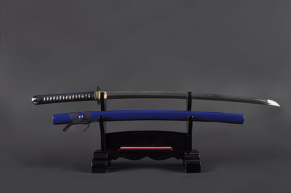 Orchid Katana - 1045 Steel, Royal Blue Saya – Handmade Sword