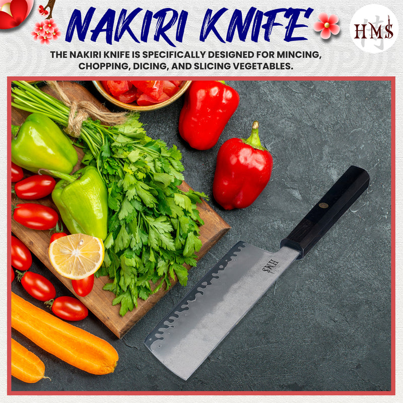 HMS HAP40 Triple-Layer Steel Nakiri Kitchen Knife - 6.5 Inch