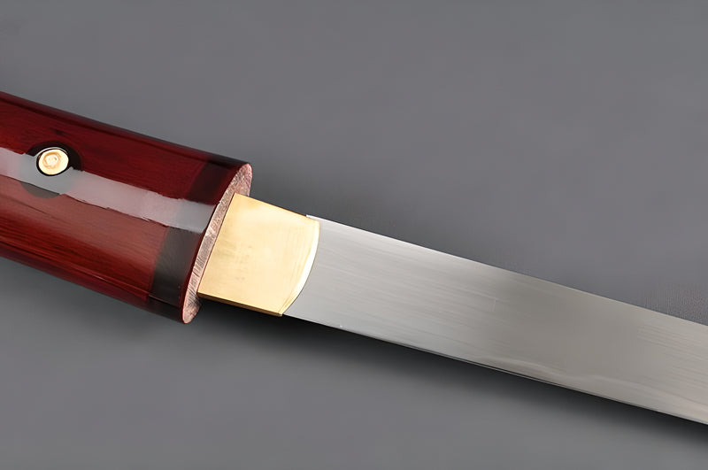Red Tanto - 1095 High Carbon Steel, Red Saya – Handmade Sword