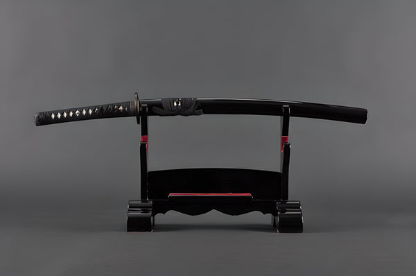 Files Pattern Wakizashi - 1060 Carbon Steel, Black Saya – Handmade Sword
