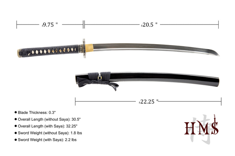 Fully Functional Japanese Wakizashi Samurai Sword, Fully Hand Forged, 1080 Carbon Steel, Heat Tempered