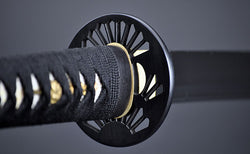 FULLY HAND FORGED CLAY TEMPER PRACTICAL BLACK FAN KATANA SWORD