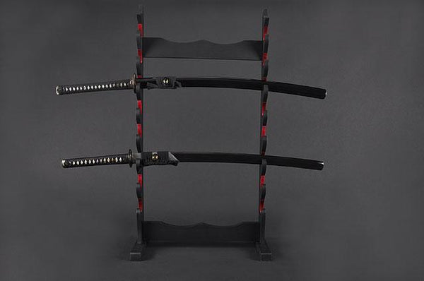 BLACK WOOD 8 TIER SWORD TABLE STAND - buyblade