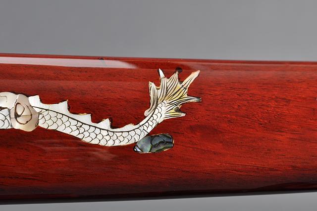 FULLY HAND FORGED RED MOTHER OF PEARL DRAGON SAMURAI KATANAS SWORDS - buyblade