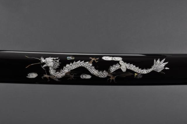 FULLY HAND FORGED BLACK MOTHER OF PEARL DRAGON SAMURAI KATANA SWORD - buyblade