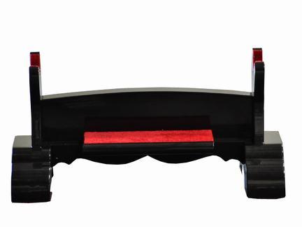DELUXE SINGLE TIER BLACK PIANO LACQUERED WOOD JAPANESE SAMURAI SWORD STAND - buyblade