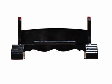 DELUXE SINGLE TIER BLACK PIANO LACQUERED WOOD JAPANESE SAMURAI SWORD STAND - buyblade