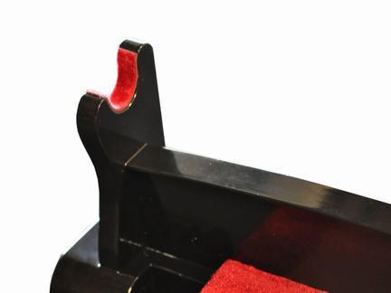 DELUXE SINGLE TIER BLACK PIANO LACQUERED WOOD JAPANESE SAMURAI SWORD STAND - buyblade