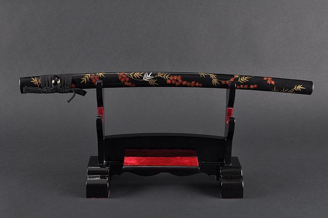 FULLY HAND FORGED BLACK FULL TANG WAVES JAPANESE SAMURAI KATANA SWORD - buyblade