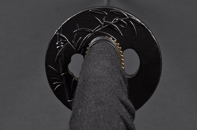 Samurai Katana Sword, Battle Ready, Hand Forged, 1045 Carbon Steel, Heat Tempered, Full Tang, Sharp, Black Wooden Scabbard