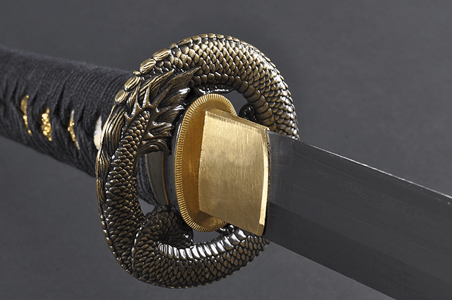 FULLY HANDMADE CLAY TEMPERED DAMASCUS DRAGON SAMURAI KATANA SWORD - buyblade