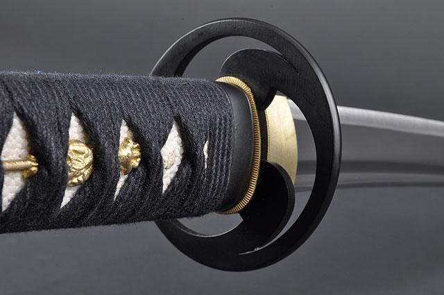 FULLY HANDMADE TOMOE CREST STAINLESS STEEL JAPANESE KATANA TRAINING SWORD - buyblade