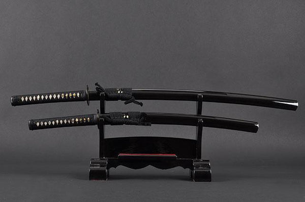 FULLY HANDMADE MUSASHI CLAY TEMPER JAPANESE SAMURAI KATANA & WAKIZASHI SWORDS - buyblade