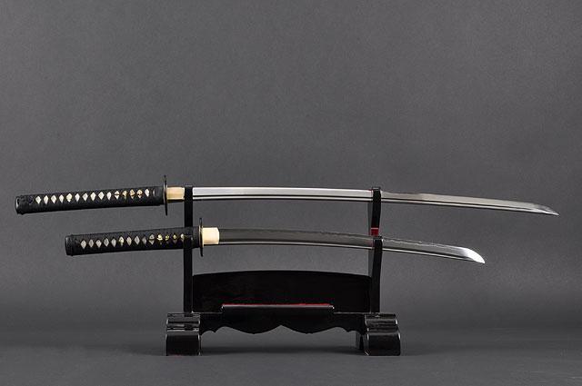 FULLY HANDMADE MUSASHI CLAY TEMPER JAPANESE SAMURAI KATANA & WAKIZASHI SWORDS - buyblade