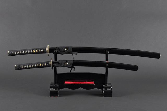 FULLY HANDMADE CLAY TEMPERED DAMASCUS DRAGON SAMURAI KATANA & WAKIZASHI SWORDS - buyblade