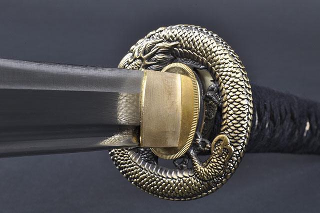 FULLY HANDMADE DRAGON STAINLESS JAPANESE SAMURAI KATANA TRAINING SWORD - buyblade