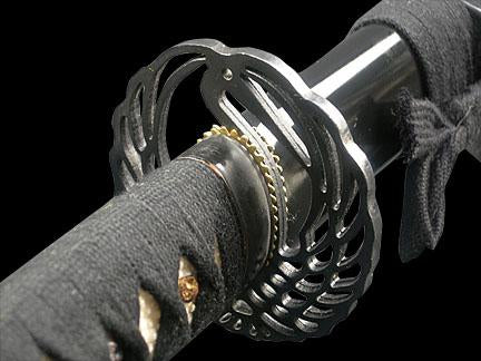 FULLY HANDMADE CRANE BLACK JAPANESE SAMURAI KATANA SWORD - buyblade