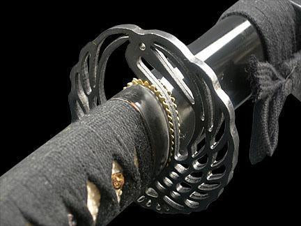 FULLY HANDMADE CRANE BLACK JAPANESE SAMURAI KATANA SWORD - buyblade