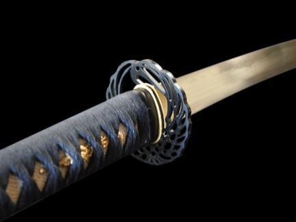 FULLY HANDMADE CRANE BLACK JAPANESE SAMURAI KATANA SWORD - buyblade
