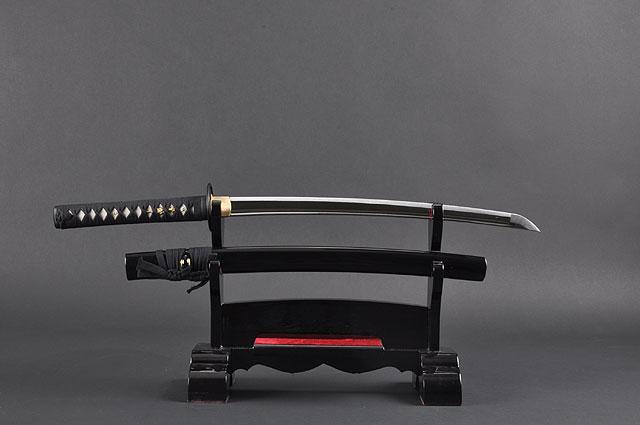 FULLY HANDMADE TOMOE CREST STAINLESS JAPANESE WAKIZASHI TRAINING SWORD - buyblade