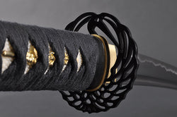 Samurai Wakizashi Sword, Practical, Hand Forged, 1060 Carbon Steel, Heat Tempered, Full Tang, Sharp, Dancing Crane Tsuba, Bendable Blade