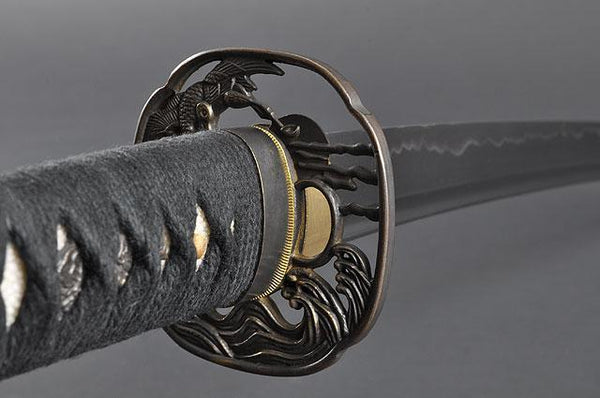 FULLY HAND FORGED BLACK FULL TANG CRANE JAPANESE SAMURAI KATANA SWORD - buyblade