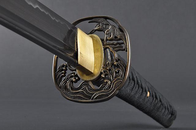 FULLY HAND FORGED BLACK FULL TANG CRANE JAPANESE SAMURAI KATANA SWORD