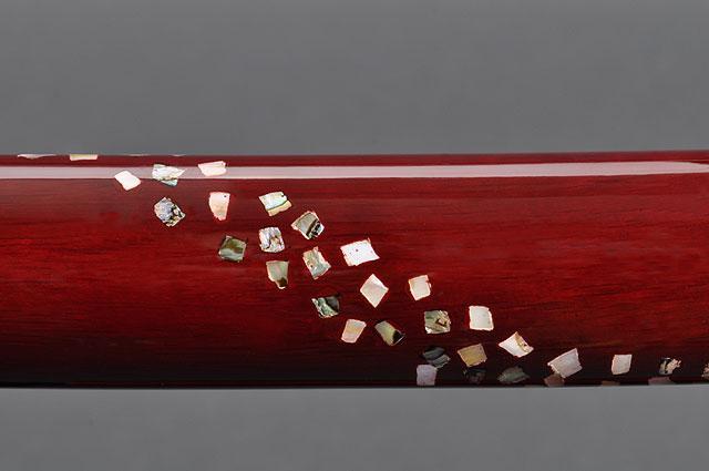 FULLY HAND FORGED RED MOTHER OF PEARL CRANE SAMURAI KATANA SWORD - buyblade