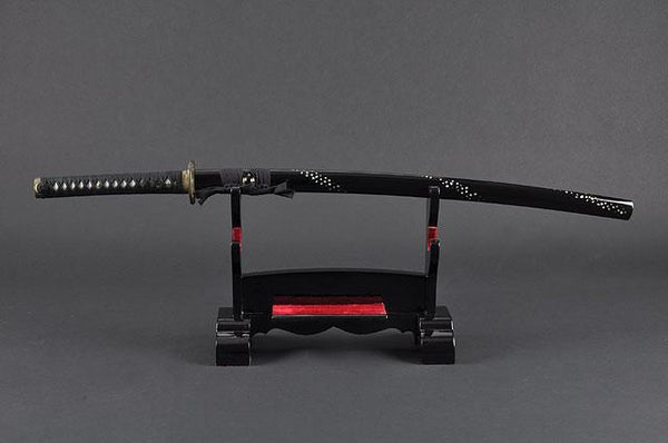 FULLY HAND FORGED BLACK MOTHER OF PEARL CRANE SAMURAI KATANA SWORD - buyblade