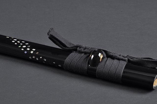 FULLY HAND FORGED BLACK MOTHER OF PEARL CRANE SAMURAI KATANA SWORD - buyblade