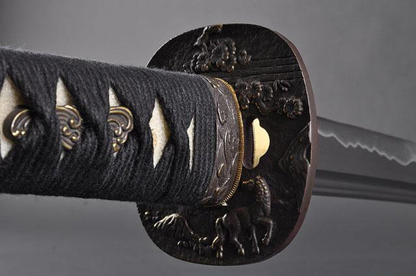 FULLY HAND FORGED PRACTICAL FLOWER & HORSE SAMURAI KATANA SWORD - buyblade