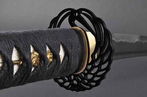 FULLY HANDMADE CRANE BLACK JAPANESE SAMURAI KATANA SWORD - buyblade