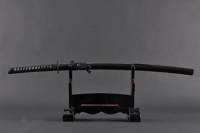 FULLY HANDMADE CRANE BLACK JAPANESE SAMURAI KATANA SWORD - buyblade