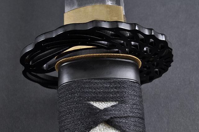 FULLY HANDMADE CRANE BLACK JAPANESE SAMURAI KATANA SWORD - buyblade