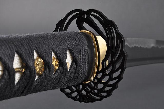 FULLY HANDMADE CRANE BLACK JAPANESE SAMURAI KATANA SWORD - buyblade