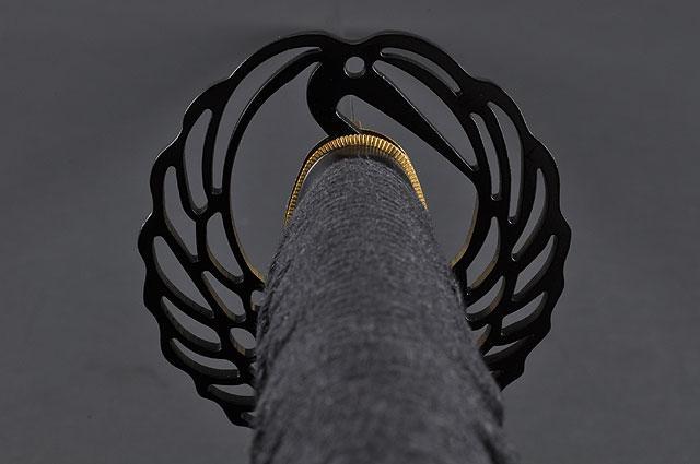 FULLY HANDMADE CRANE BLACK JAPANESE SAMURAI KATANA SWORD - buyblade