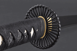 FULLY HANDMADE CLAY TEMPERED DAMASCUS EMPIRE WHEEL SAMURAI KATANA SWORD - buyblade