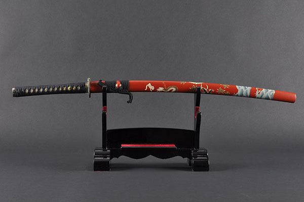 FULLY HAND FORGED RED JAPANESE SAMURAI KATANAS SWORDS - buyblade