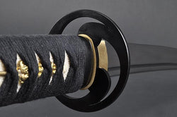 FULLY HANDMADE QUALITY TOMOE CREST LONG HANDLE JAPANESE SAMURAI KATANA SWORD - buyblade