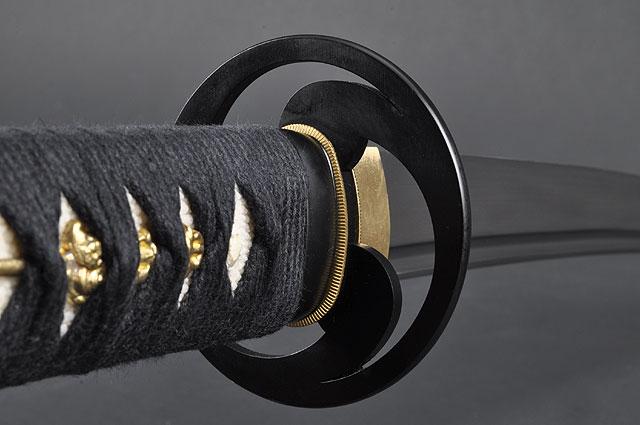 FULLY HANDMADE QUALITY TOMOE CREST LONG HANDLE JAPANESE SAMURAI KATANA SWORD - buyblade